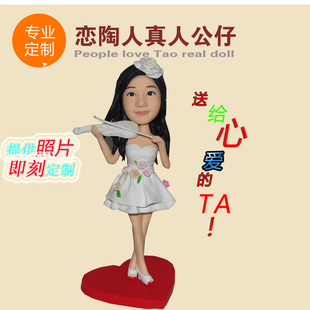 创意礼品照片定制diy泥人蜡像泥塑情侣结婚礼物 真人公仔软陶人偶