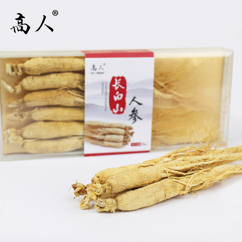 高人 长白山人参50g 东北生晒参白参须 吉林泡酒人参片
