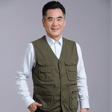 摄影钓鱼马甲中老年人爸爸装春秋户外纯棉多口袋马夹男背心坎肩