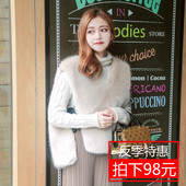 毛毛背心显瘦 反季处理皮草外套女狐狸毛仿皮草马甲女蝴蝶结短款