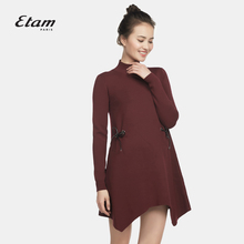 艾格 Etam时尚系带蝴蝶结纯色连衣裙16012252409图片