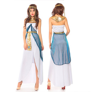 halloween costume 万圣节希腊女神服装埃及女王装阿拉伯白色长裙