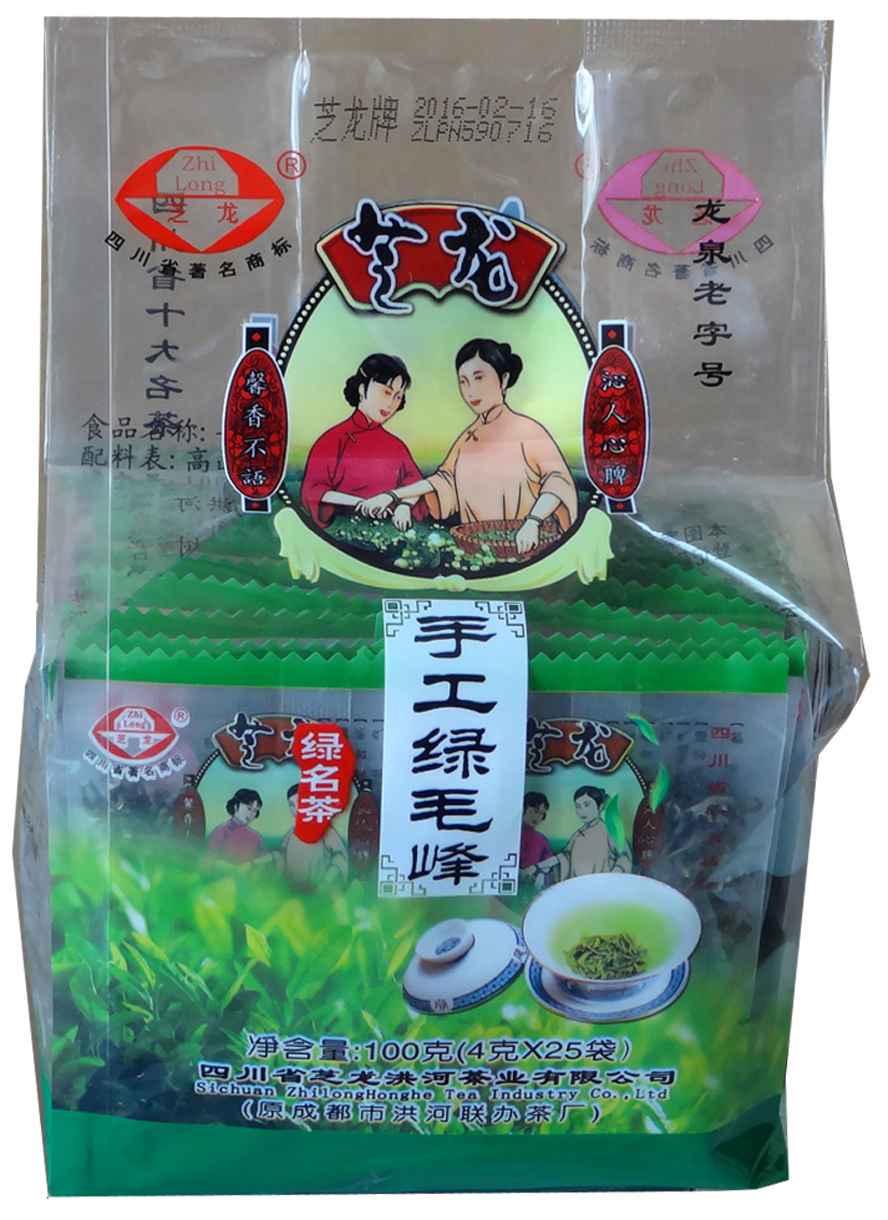 四川名茶 芝龙洪河_手工绿毛峰100g(4g*25袋) 峨眉山毛峰