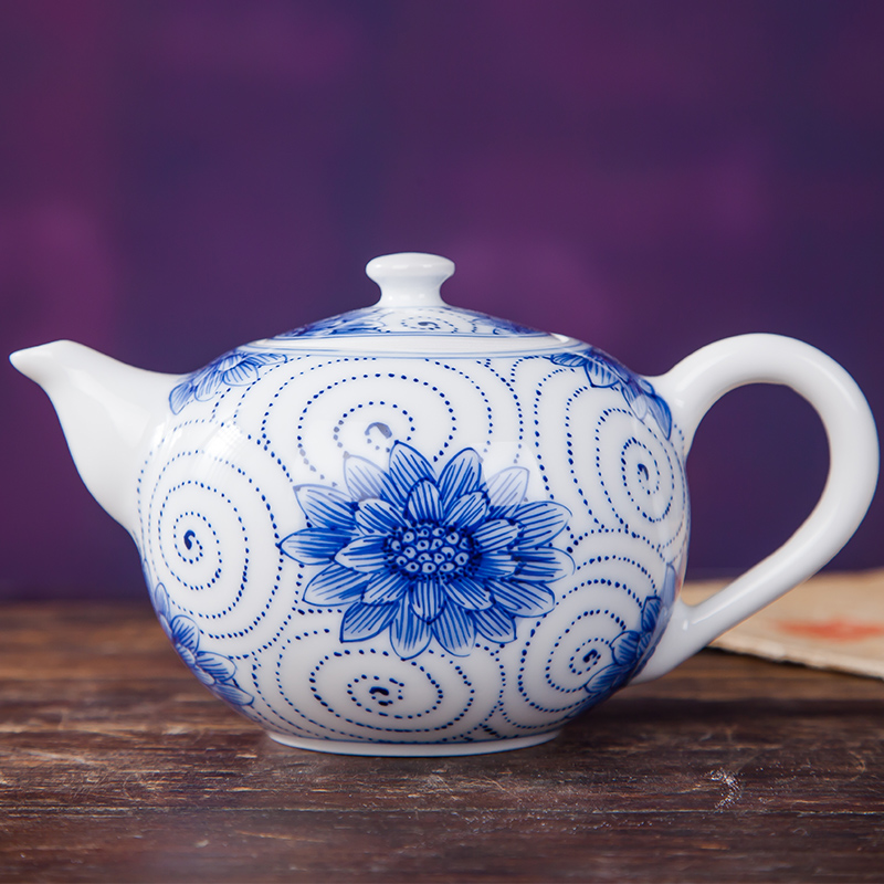景德镇陶瓷小茶壶 手工手绘青花瓷点工泡茶器 功夫茶具茶道单壶