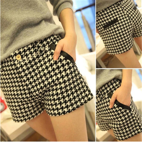淘宝网-2014复古<em>千鸟格</em>子<em>女式毛呢短裤</em>女秋冬