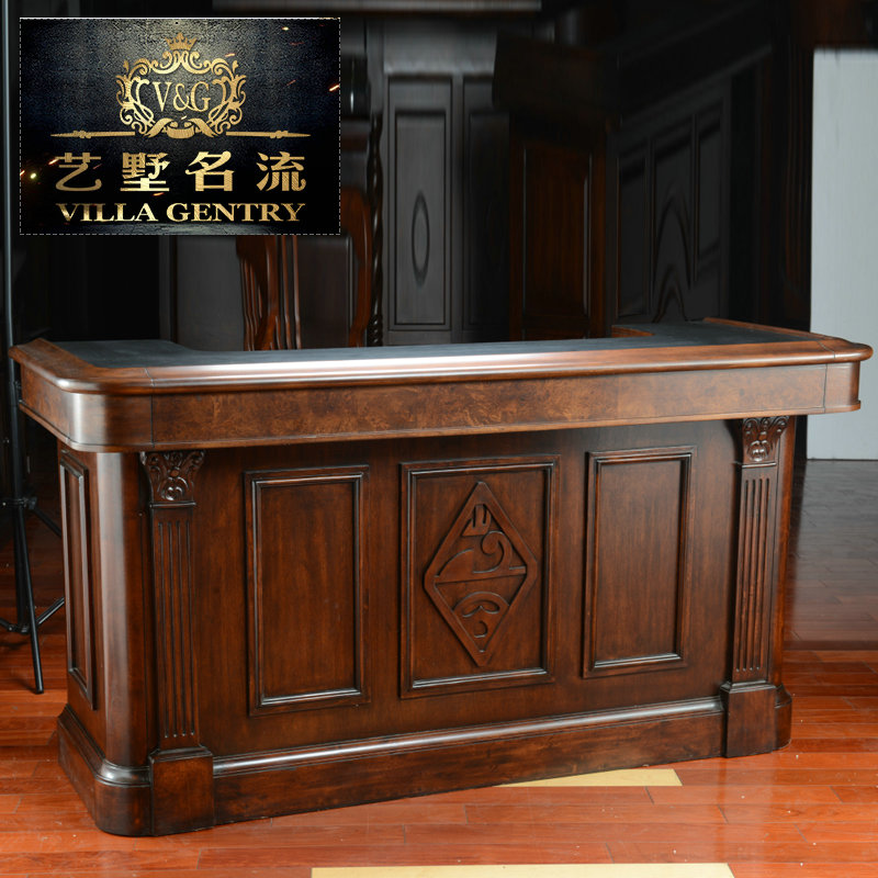 欧式复古雕花实木收银台服装店收银台酒店接待