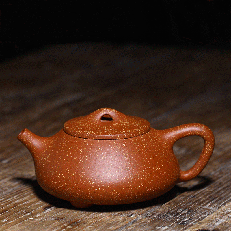 悦目清心 宜兴原矿紫砂壶 名家纯全手工泡茶壶茶具 龙血砂石瓢