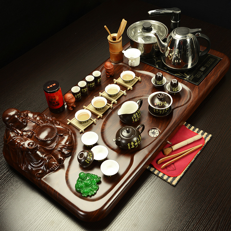 卓兴瓷紫砂功夫冰裂四合一茶具套装特价包邮家用茶盘茶海整套
