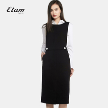 艾格 Etam 冬季时尚纯色无袖优雅连衣裙16012251695图片