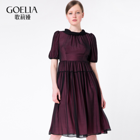 GLORIA/歌莉娅女装 淑女A字收腰真丝高腰连衣裙163K4B330商品大图