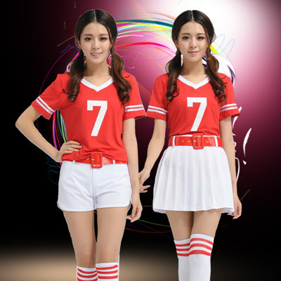 热销女舞台服演出服 啦啦操服装 少女时代足球