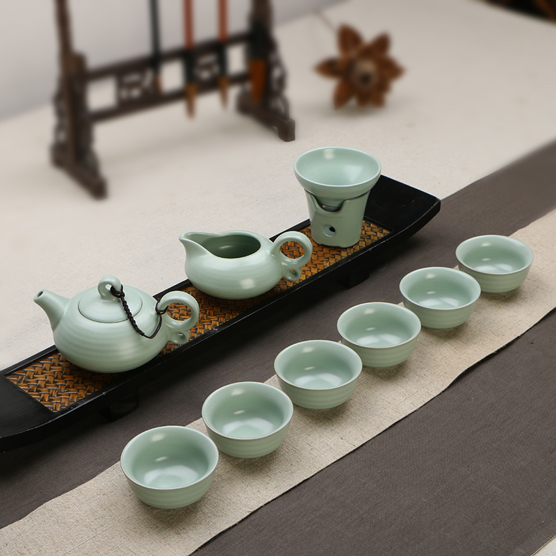 缘艺 整套汝窑茶具 哥窑功夫茶盘套装茶壶茶海 青瓷紫砂冰裂开片
