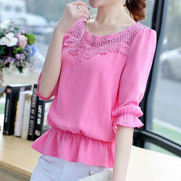 热销雪纺衫 女2015夏装 上衣小衫 短袖 打底衫