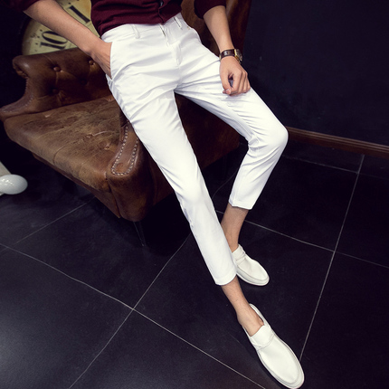 9分休闲裤男紧身小脚修身九分社会人精神小伙