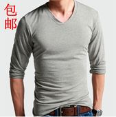 2014新款 秋装 宽松男士 特大码 v领莫代尔长袖 男加大码 t恤汗衫 打底衫