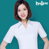白衬衫女短袖职业修身纯色条纹工作服正装工装ol大码白色衬衣夏
