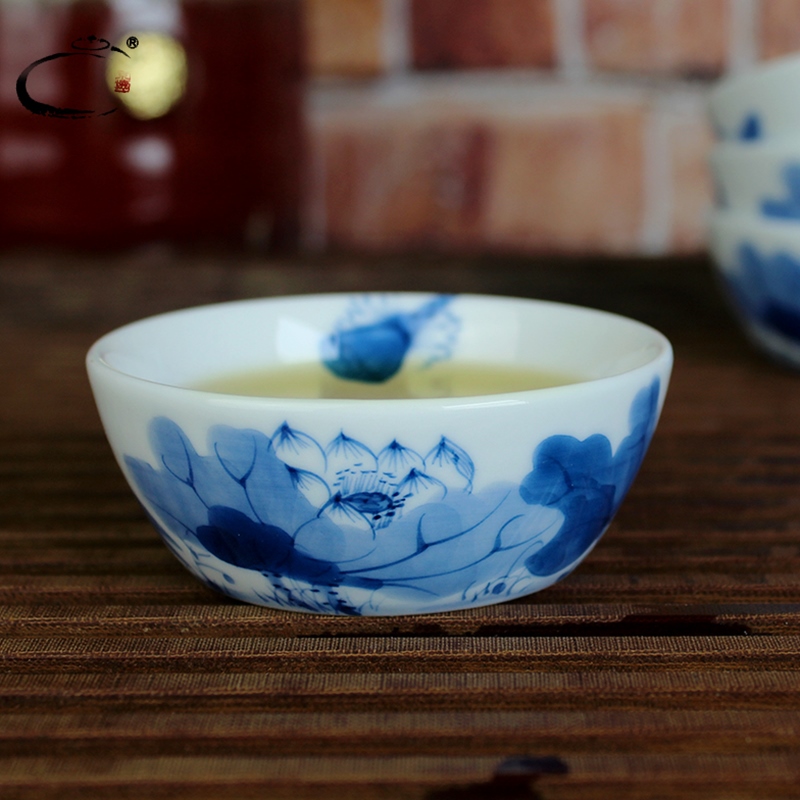 贵和祥陶瓷品茗杯景德镇青花瓷功夫茶杯茶碗手绘普洱小茶杯个人杯