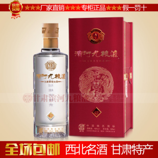 白酒 特价浓香型 甘肃酒滨河九粮液42度500ml 礼品酒白酒 礼盒装