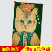 萌萌小猫宠物头像海报卡通海报怀旧复古墙面贴画海报咖啡馆装饰画