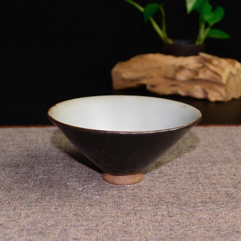 钧窑陶瓷茶具配件斗笠盏 复古茶杯个人杯 高端功夫茶红茶杯普洱杯