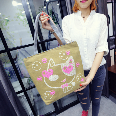 热销日韩范文艺帆布包女单肩包 时尚潮流女包