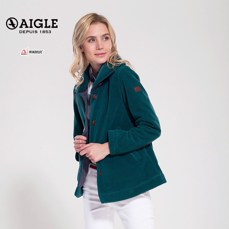 【优惠购】aigle 艾高 女士户外保暖抓绒 开衫抓绒衣 birrell