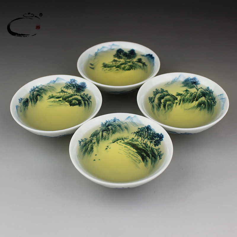 贵和祥手工茶杯 手绘青花瓷品茗杯 景德镇陶瓷功夫茶杯 茶具套装