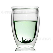 蛋形带盖耐高温保温玻璃杯子 出口玻璃咖啡杯 双层玻璃杯子