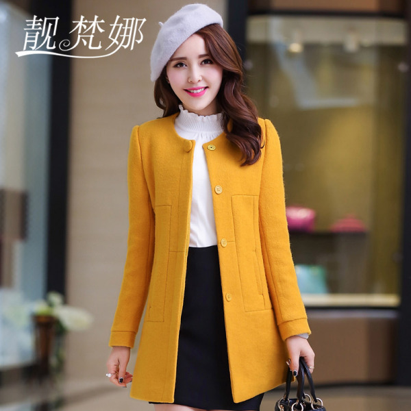 正品女毛呢外套 靓梵娜毛呢外套大衣中长款 女