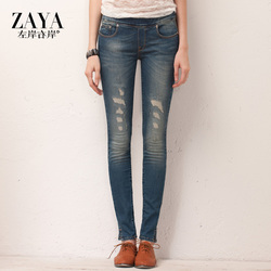 左岸右岸夏季新款露<em>袋</em>破洞<em>牛仔短裤女</em>韩版潮包