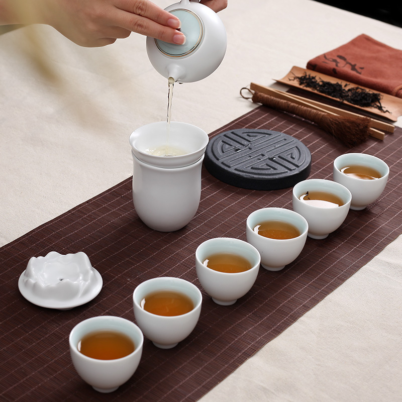 亲韵 五大名窑之官窑礼品茶具套装 茶壶茶海茶杯整套功夫陶瓷茶具