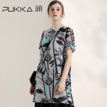 Pukka/蒲牌夏装新款商场同款原创设计棉麻女装真丝亚麻连衣裙图片