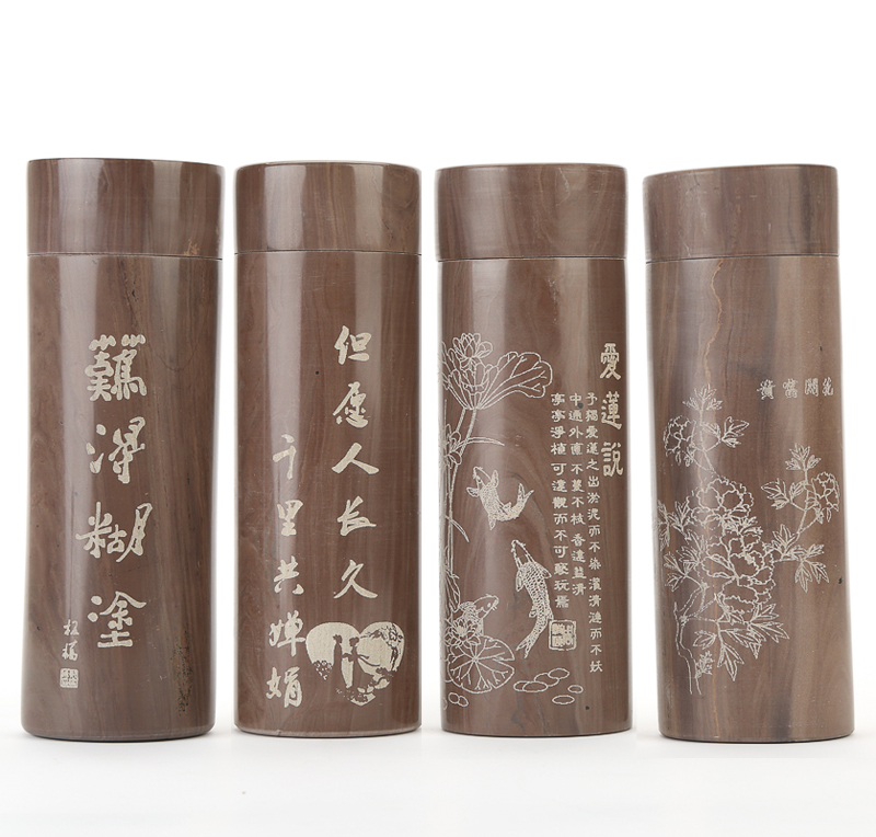 创意杯子定制随行杯 保温带盖水杯 木鱼石杯子便携 办公茶杯