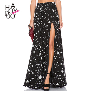 Haoduoyi波西米亚印花系带长裙