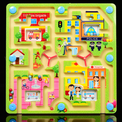 德国Hape动物迷宫运笔走珠磁性游戏宝宝益智