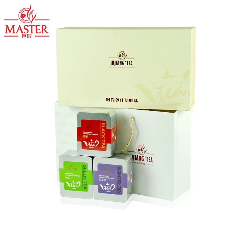 JUJIANG巨匠 经典红茶 茉莉绿茶 玫瑰花 精选花茶礼盒套装 108g