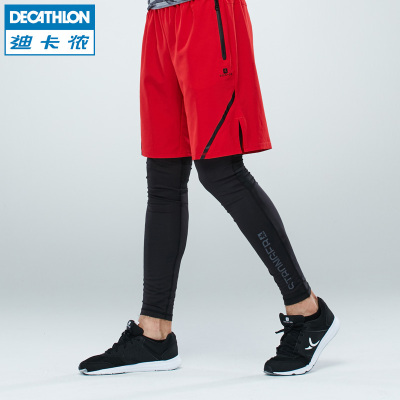 迪卡侬紧身运动长裤秋冬男加绒保暖训练健身跑