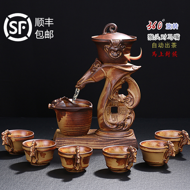 紫砂半全自动功夫茶具套装家用茶杯懒人不烫手整套粗陶过滤泡茶器