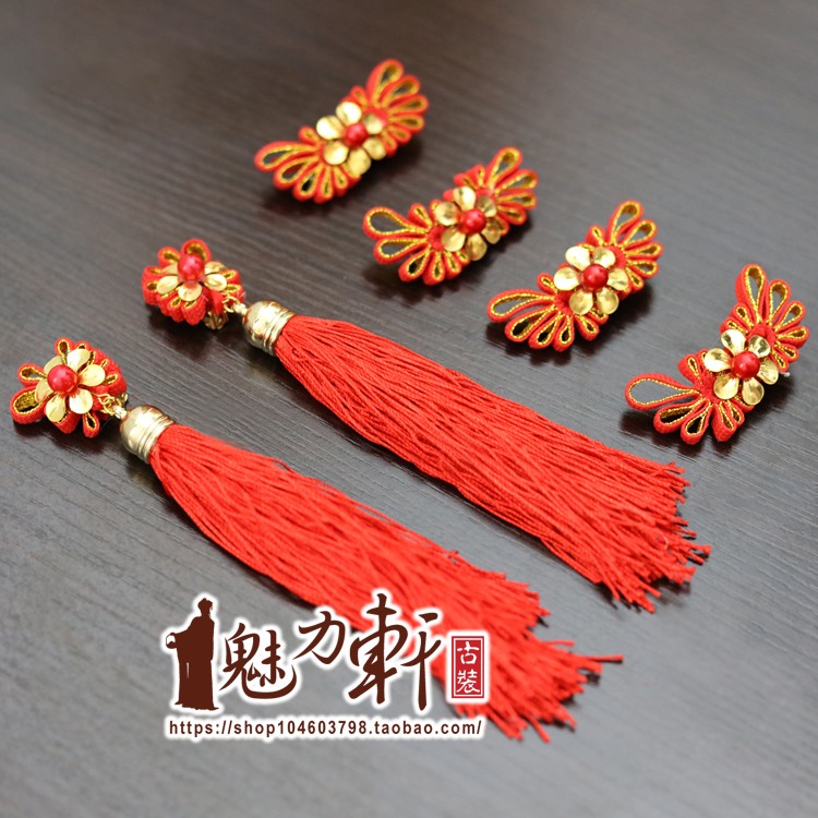 复古中国结流苏耳环/红色小发夹头饰/如意结头饰/中式婚礼新娘配