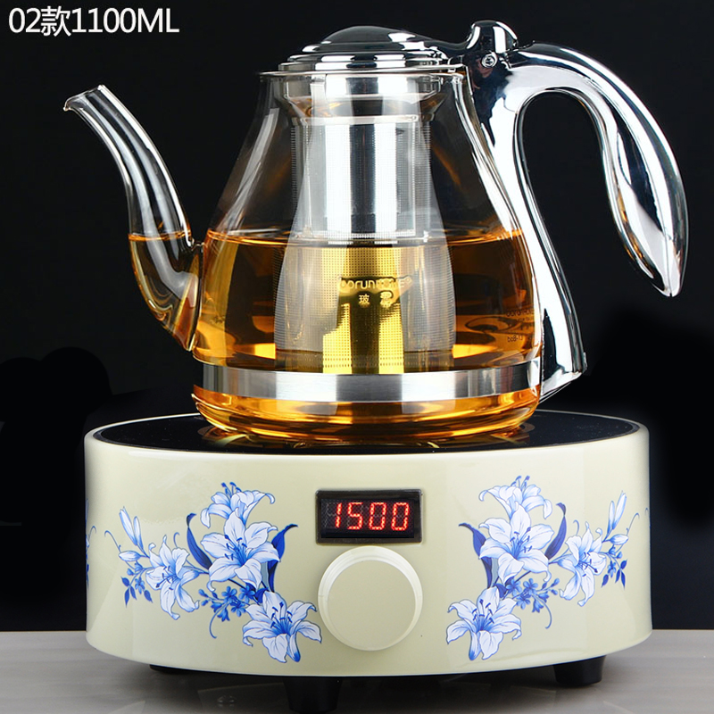 功夫茶器  煮茶器黑茶普洱 全玻璃茶具泡茶壶电热陶炉煮水壶套装