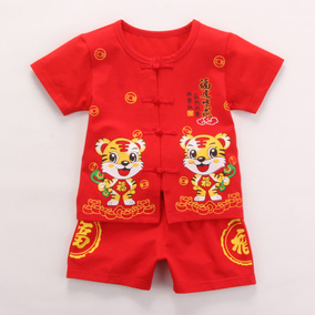 中国风男童周岁礼服宝宝三件套装婴儿童装唐装