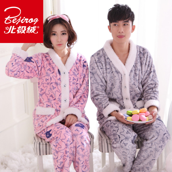 正品男<em>睡衣</em> <em>北极绒</em> 开衫 法兰绒<em>情侣睡衣</em> 冬季新