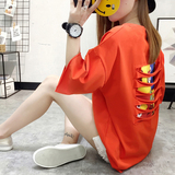 中长款t恤女短袖宽松韩版夏装2017新款百搭镂空上衣字母半袖体恤