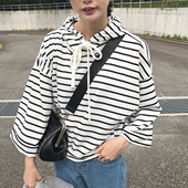 连帽套头卫衣 长袖 秋冬装 休闲女装 条纹上衣宽松外套韩版 LEMON推荐
