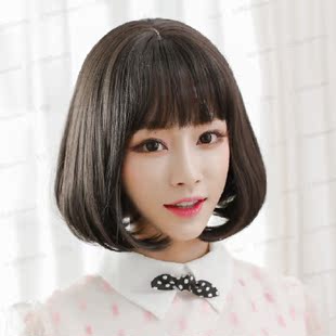 假发女 短卷发韩版空气刘海假发 短发齐刘海梨花头