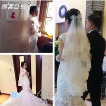 结婚纱礼服配件 韩式新娘头纱超长拖尾蕾丝花边3米5米10米软纱新款