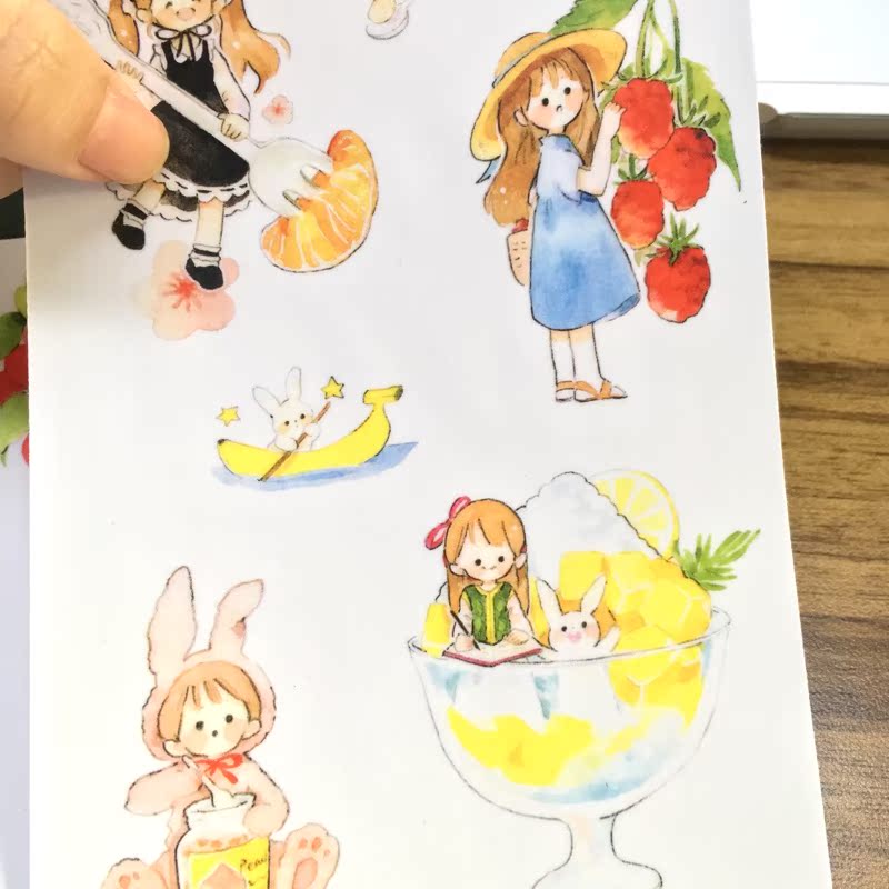卓大王贴纸小魔女之路 水果味的呼吸 和纸贴纸硫酸纸 女孩贴纸
