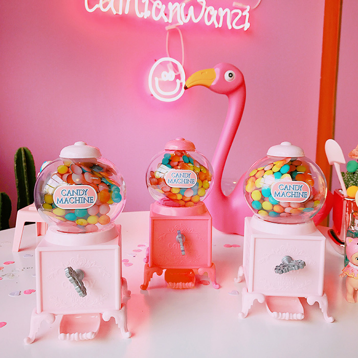 韩国创意复古少女迷你糖果机扭蛋机可爱塑料储钱罐儿童储蓄罐礼品