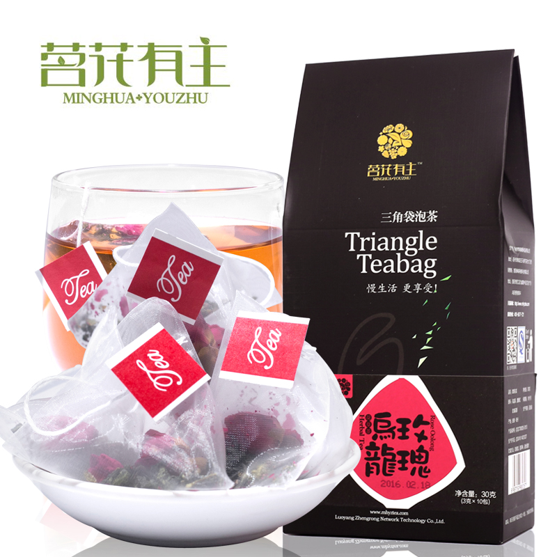 玫瑰乌龙茶 玫瑰花茶 茗花有主 买2送1  三角茶包组合 袋泡茶