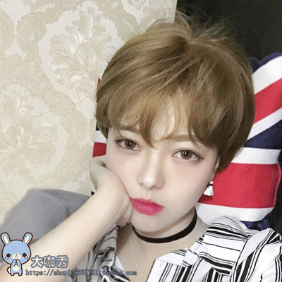 假发男韩版帅气学生短发逼真蓬松男生假发斜刘